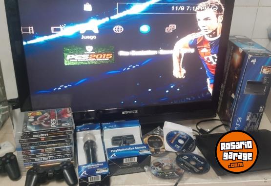 Electrnica - ps3 playstation 500gb + move + camara  + 2 joystick + 15 juegos  + cables + caja - En Venta