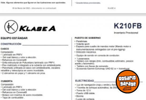 Embarcaciones - Klase A k210 fb 0km - En Venta