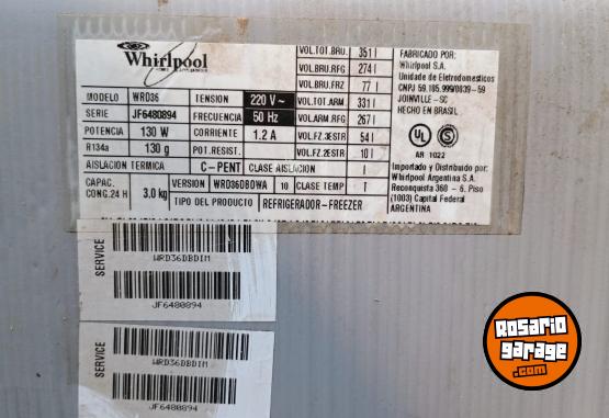 Hogar - Heladera Whirlpool WRD36 c/ frezzer - En Venta