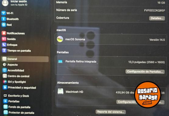 Informtica - Macbook Pro 2020 M1 16Gb 512ssd - En Venta